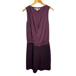 Diane Von Furstenberg Burgundy Silk-Blend Daran Faux Wrap Dress - Size 6